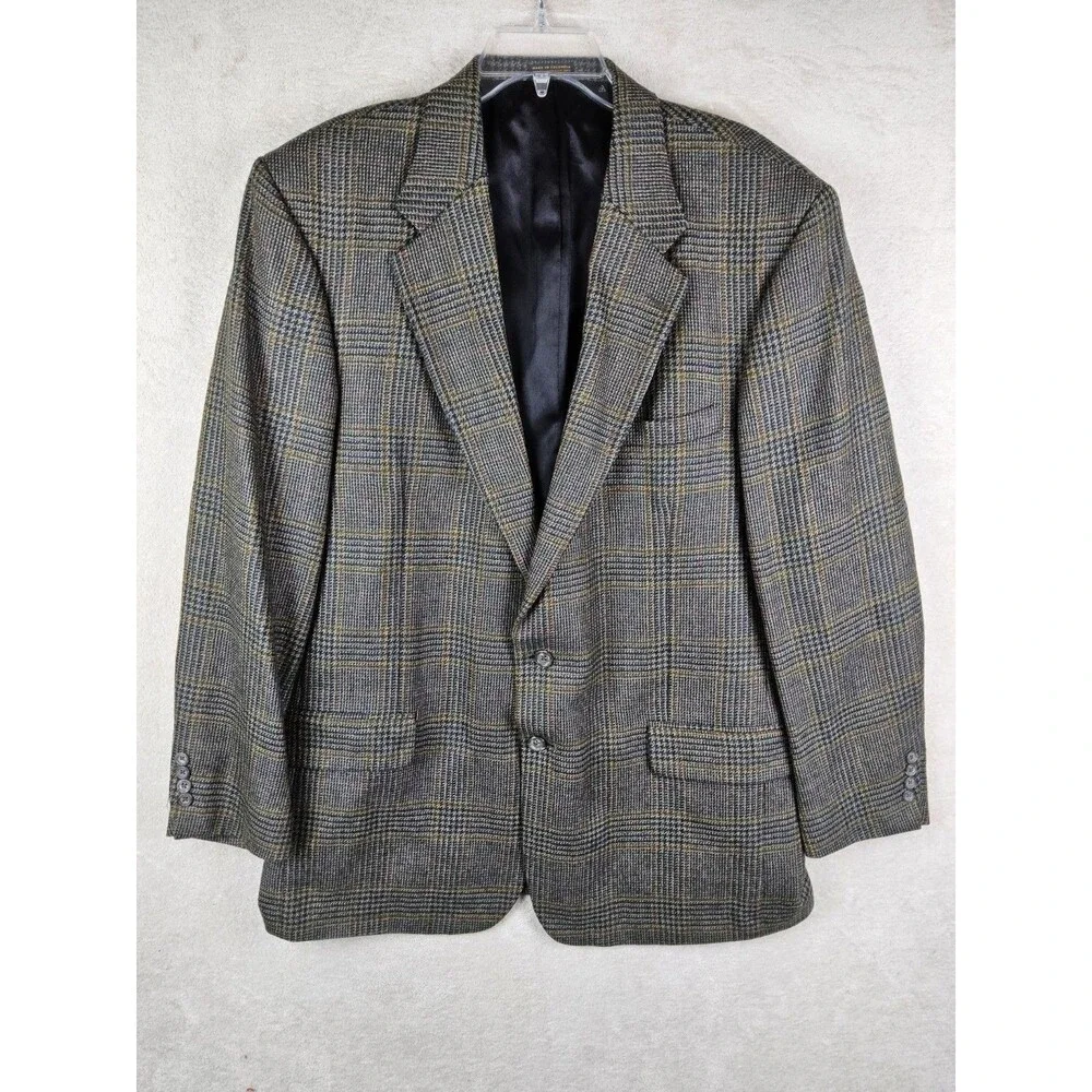 Mark Alexander Men's Houndstooth 100% Wool 2 Button Blazer Sport Coat 46L